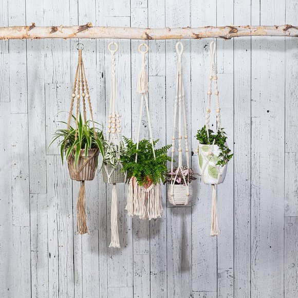 Macrame Planter Hanger with Beads & Tail - Picture 3 of 7